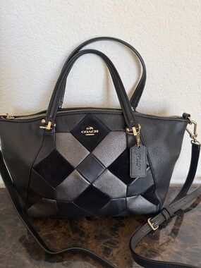 Coach Black Prairie Patchwork Leather Crossbody Shoulder Tote